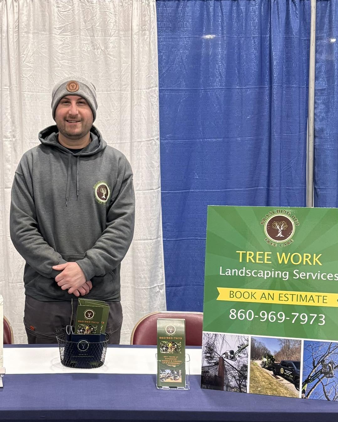 Branching Out Tree Care owner at a local Connecticut home show booth